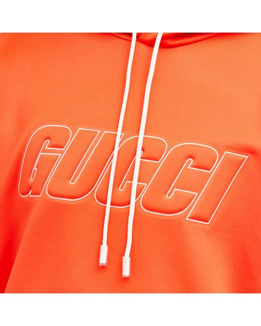 Gucci Orange Logo Neoprene Hoodie for men