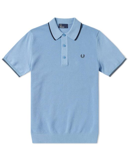Fred Perry Authentic Blue Fred Perry Knitted Polo for men