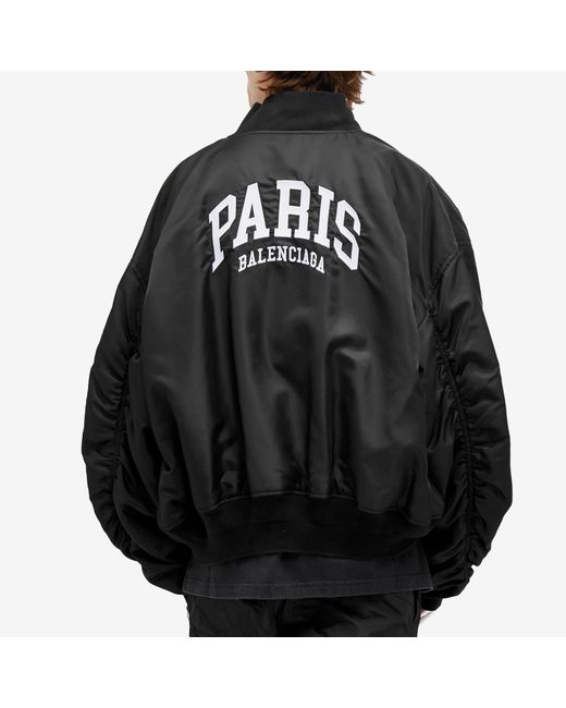 Balenciaga Black Paris Varsity Jacket for men