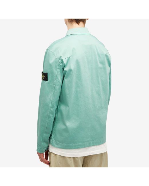 Stone Island Green Stretch Cotton Double Pocket Shirt Jacket for men