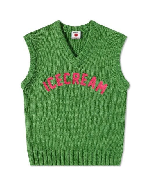 ICECREAM Green Knitted Vest for men