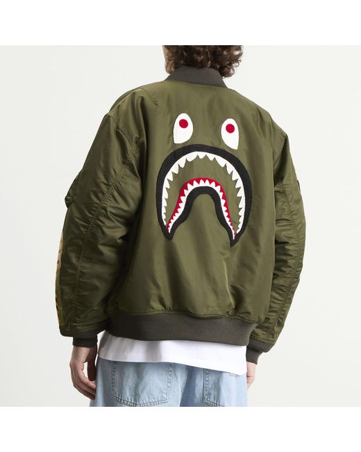 A Bathing Ape Green Shark Ma-1 Jacket for men