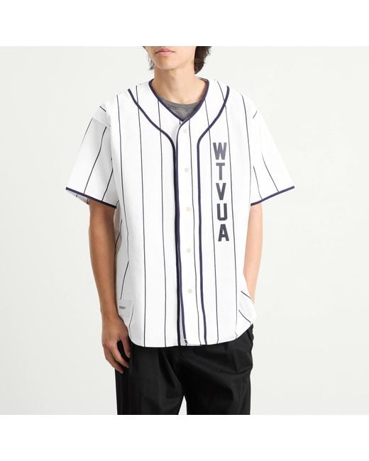 (w)taps Blue Stripe Baseball Shirt for men