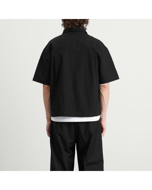 About Blank Black Seersucker Shirt for men