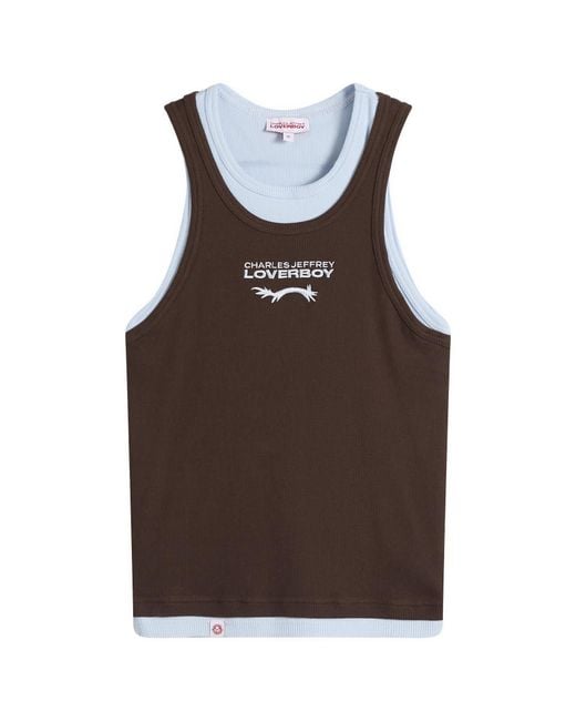 Charles Jeffrey Brown Double Logo Tank Top