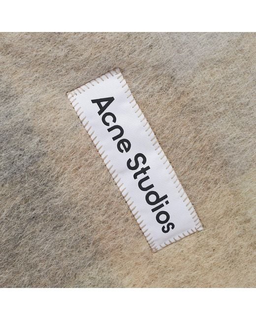 Acne Gray Vally Checked Logo Scarf