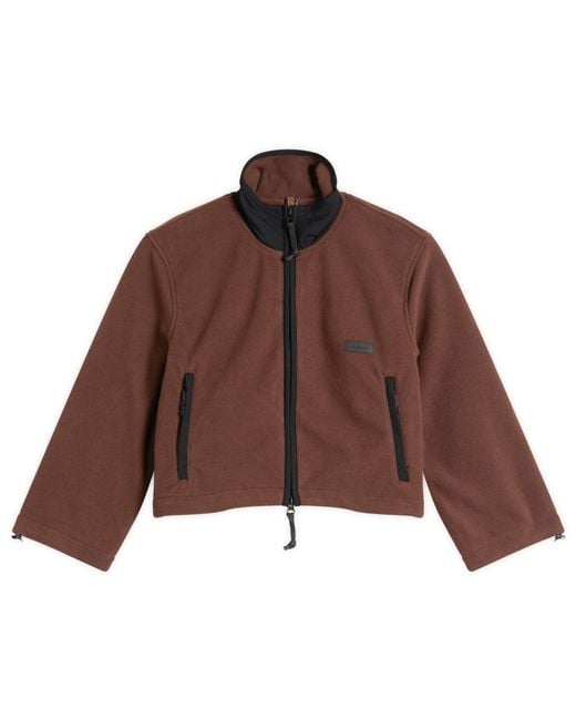 Skims Brown Fleece Lounge Shrunken Zip Up Jacket