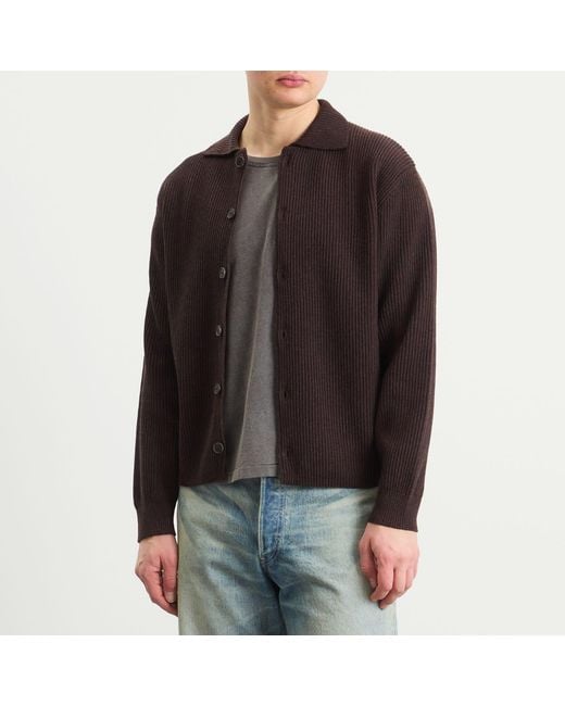 Auralee Black Rib Knit Cardigan for men