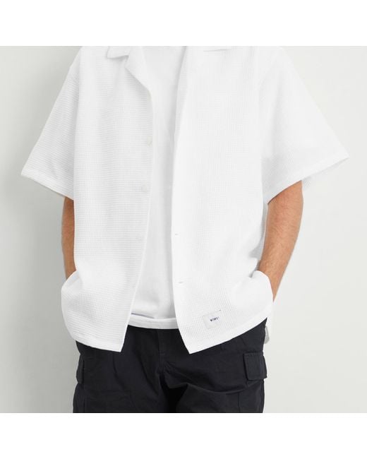 (w)taps White Cotton Ripstop Vacation Shirt for men