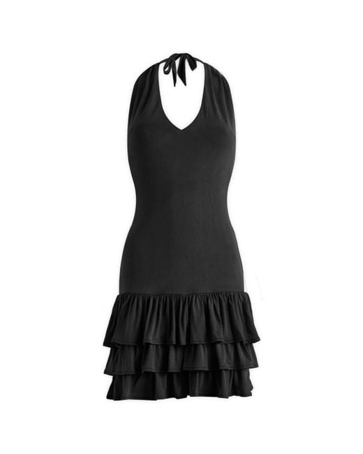 Peachy Den Black Kylie Halter Mini Dress