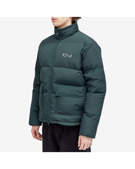 POLAR SKATE Green Pocket Puffer Jacket for men