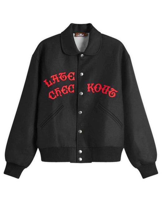 Late Checkout Black Bellboy Varsity Jacket for men