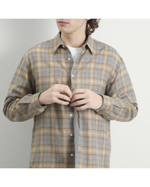 Auralee Gray Airy Wool Check Shirt for men