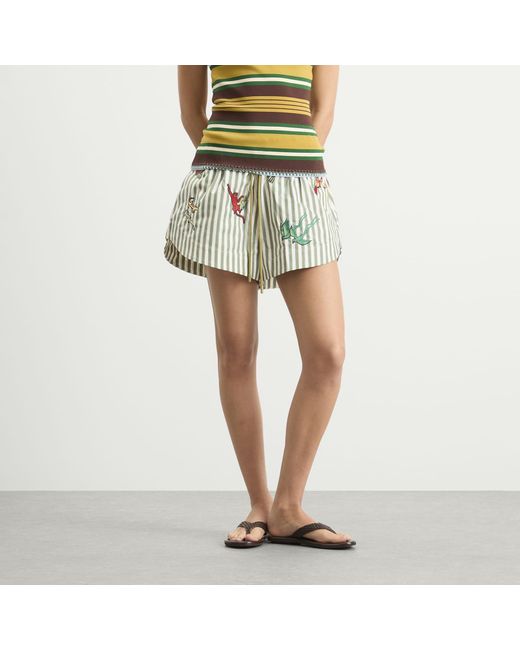 ALÉMAIS Green Bisou Embroidered Shorts