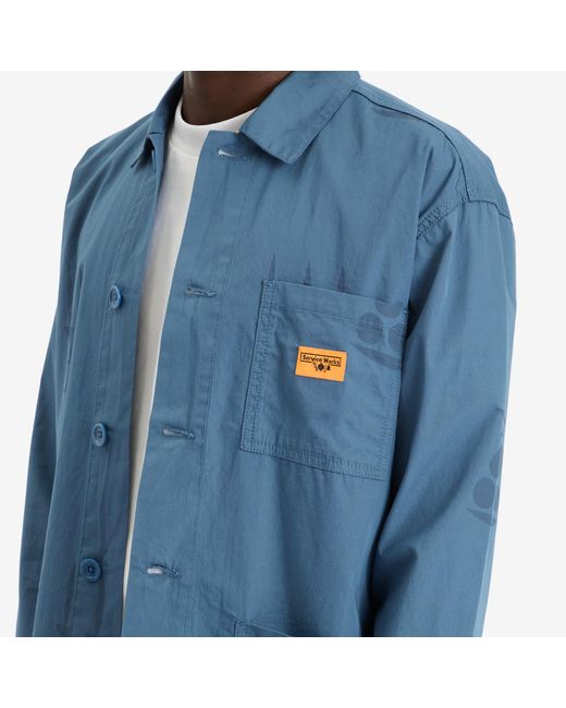 Service Works Blue Poplin Printed Chore Shirt for men