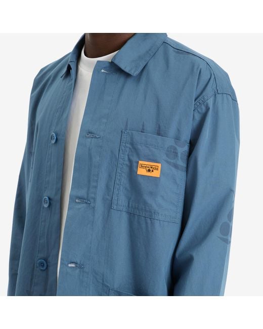 Service Works Blue Poplin Printed Chore Shirt for men