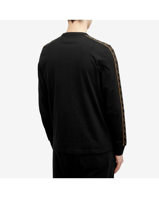 Fred Perry Black Long Sleeve Contrast Taped Ringer T-Shirt for men