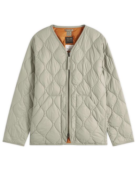 Taion Green Military Zip V-Neck Softshell Down Jacket for men