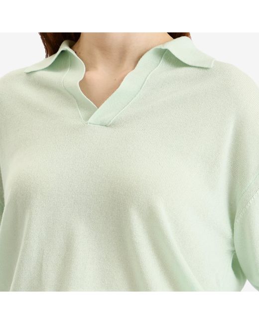 AURALEE Cashmere Silk Knit Skipper Polo in Green | Lyst
