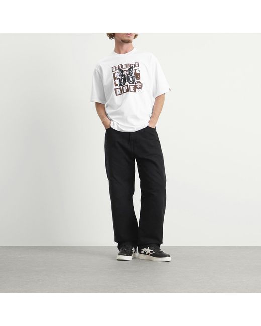 A Bathing Ape White Graffiti Bape Logo T-Shirt for men