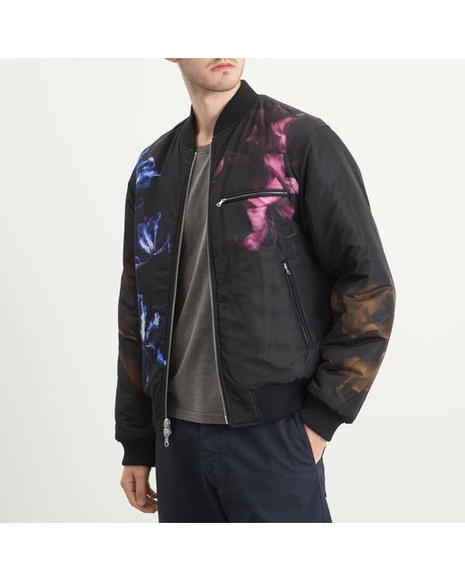 Dries Van Noten Blue Brushed Cotton Twill Bomber Jacket for men