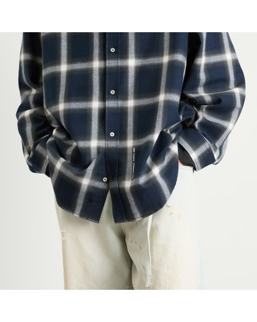 Acne Blue Setar Long Sleeve Flannel Shadow Check Shirt for men