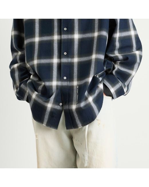 Acne Blue Setar Long Sleeve Flannel Shadow Check Shirt for men