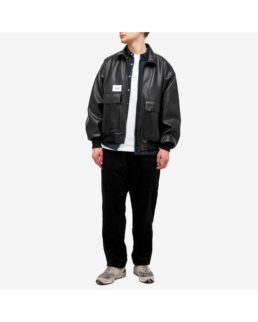 WTAPS 04 Synthetic Leather Flight Jacket in Black for Men | Lyst 