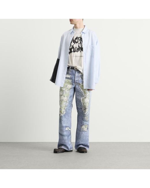 Acne Blue Oversized Stripe Shirt for men