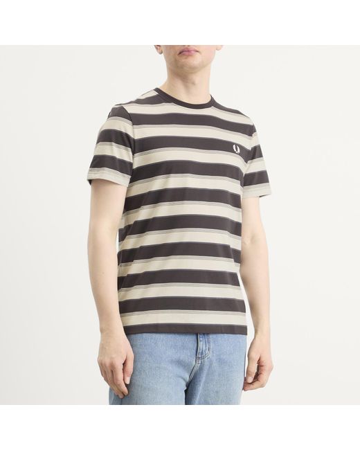 Fred Perry Gray Fine Stripe T-Shirt for men