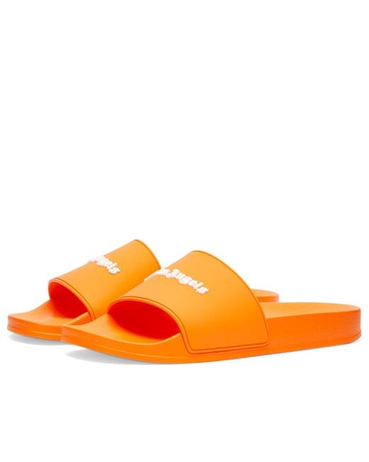 Palm Angels Orange Classic Logo Pool Slide for men