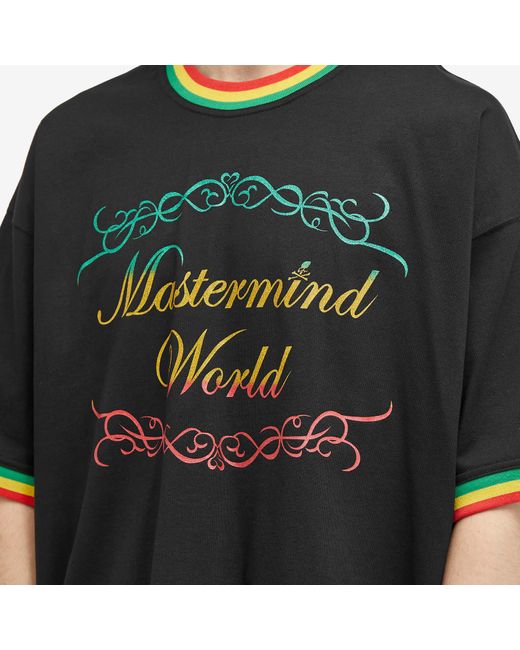 MASTERMIND WORLD Black Rasta Ringer T-Shirt for men