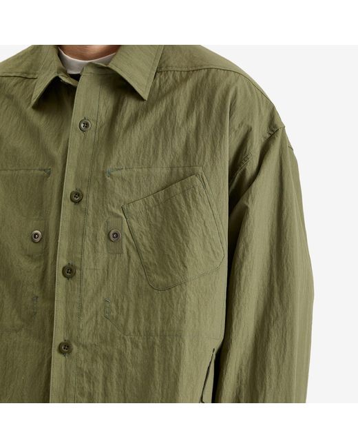 Poliquant Green In-Outside Pockets Oversized Cpo Shirt Jacket for men