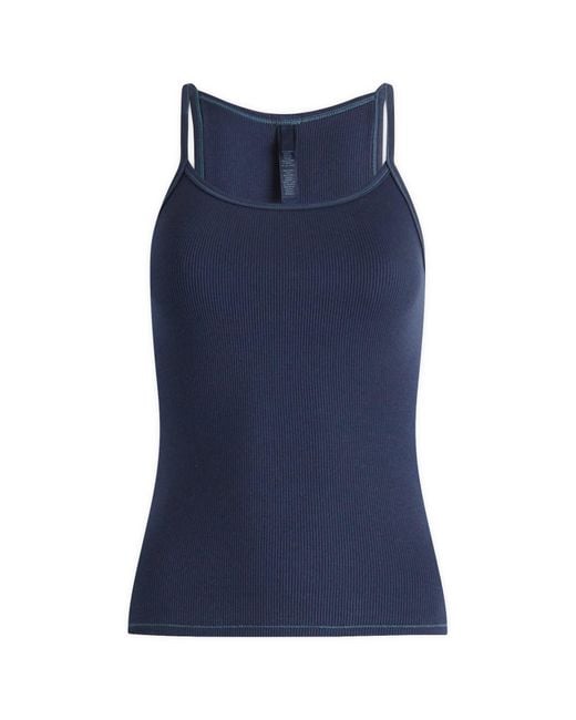 Skims Blue Cotton Rib Scoop Tank