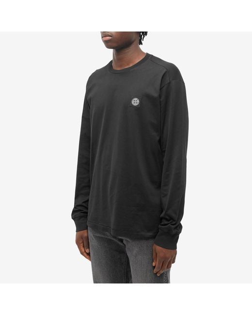 Stone Island Black Long Sleeve Patch T-Shirt for men