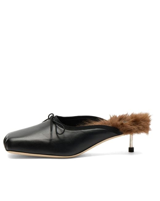 Simone Rocha Black Faux Fur Lined Pointe Mules