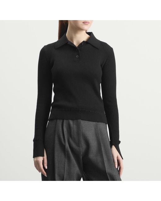 mfpen Black Partial Placket Polo