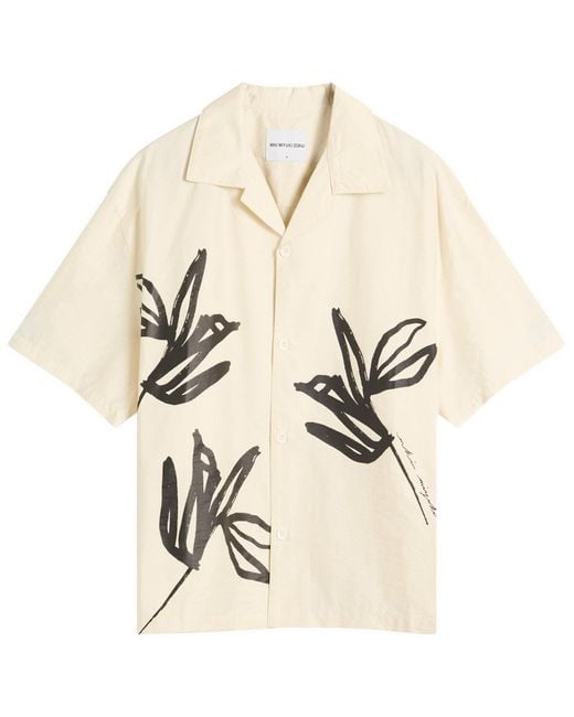 MKI Miyuki-Zoku Natural Washed Ink Flower Vacation Shirt for men