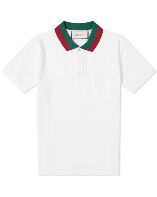 Gucci Cotton Polo With Web Collar in White for Men | Lyst Canada