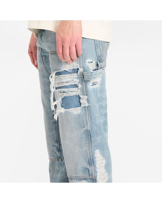 Amiri Blue Denim Repair Carpenter Jean for men