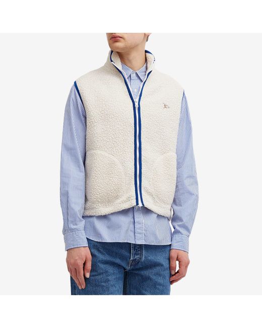Drake's Blue Boucle Wool Fleece Vest for men