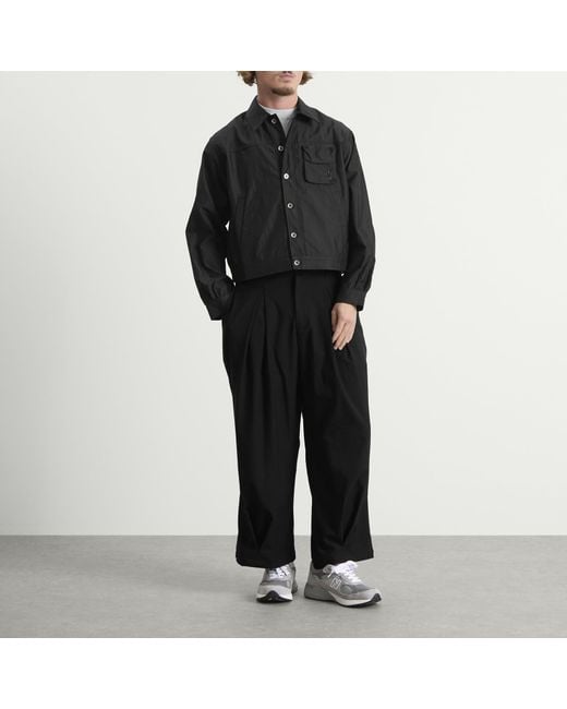 ANGLAN Black Valley Tuck Trousers for men