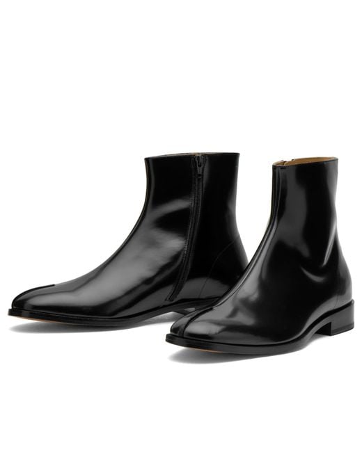 Maison Margiela Black Mm6 Leather Ankle Boot for men