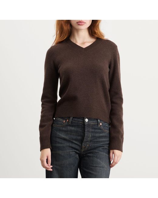 MM6 by Maison Margiela Brown V-Neck Knitted Jumper