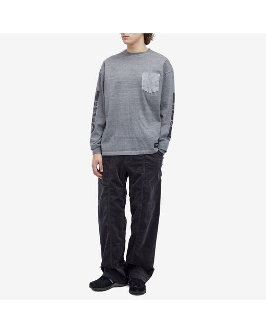 Neighborhood Gray Pigment Dyed Long Sleeve T-Shirt for men