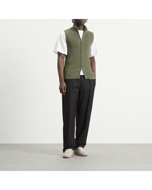 Maison Margiela Green Mm6 Knitted Ribbed Zip Vest for men