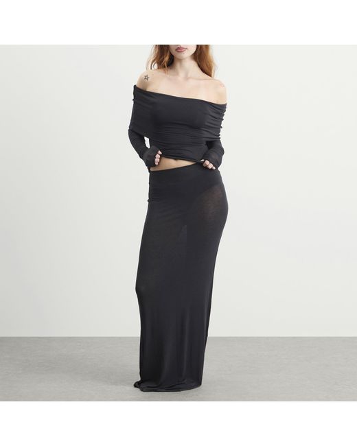 Skims Black Sheer Modal Long Skirt