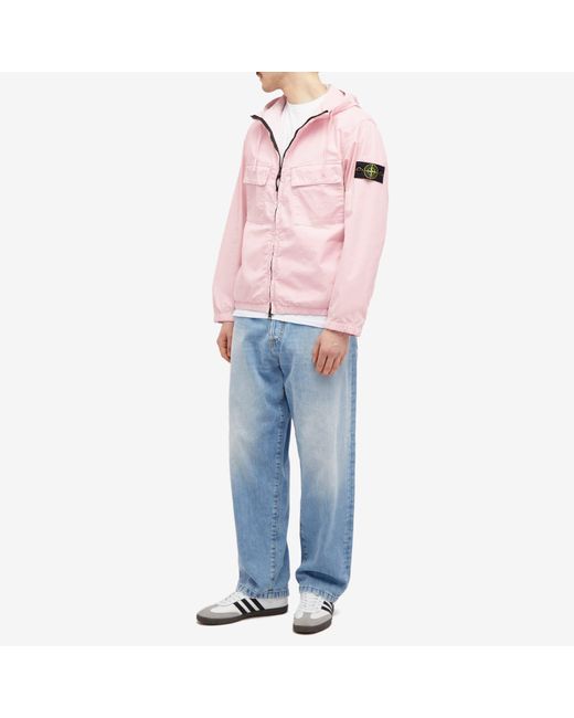 Stone Island Pink Supima Cotton Twill Stretch-Tc Hooded Jacket for men
