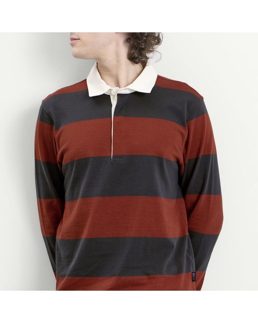 Patagonia Red Longsleeve Rugby Shirt Wide Stripe: Rusty for men
