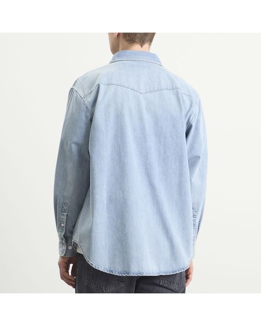 Carter Young Blue Washed Denim Utility Hugo Shirt for men